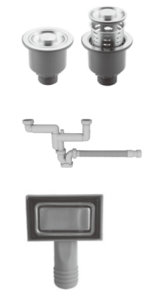 Rivelato Rivelato Rinox Сифон двойной для мойки из нерж. стали, с переливом и корзинкой для мусора