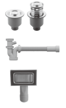 Rivelato Rivelato Rinox Сифон одинарный для мойки из нерж. стали, с переливом и корзинкой для мусора