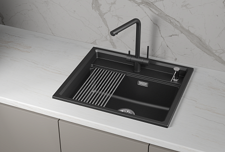 Granula GRANULA KS-6003i, ШВАРЦ (чёрный металлик), кухонная мойка, кварц