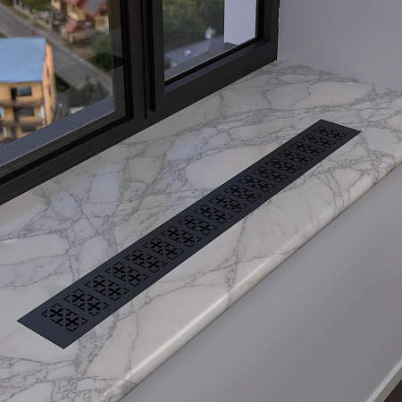 Duslar Duslar Решетка вентиляционная с орнаментом 700х80 мм, черный