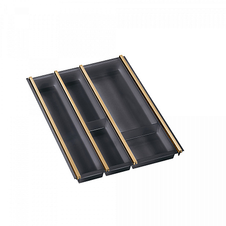 NinkaPlast NinkaPlast Лоток CUISIO PRO для столовых приборов, ширина фасада 450 мм, 345-370х473х55 мм, черный/золото