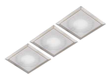 Forma e Funzione Forma e Funzione Комплект из трансформатора и 3-х врезных светодиодных светильника SUN QUADRO, 24V, теплый, сталь