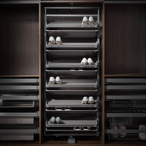 Duslar Duslar Поворотная обувница LARGE ULTRA с 12-ю полками, ширина 710 мм, высота 1910-2110 мм, антрацит