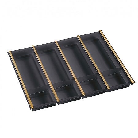 NinkaPlast NinkaPlast Лоток CUISIO PRO для столовых приборов, ширина фасада 700 мм, 610-635х473х55 мм, черный/золото