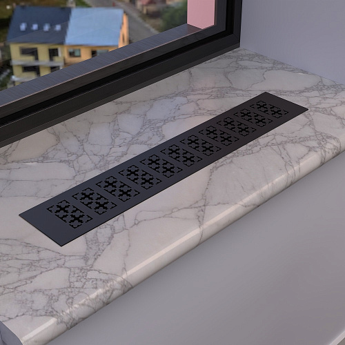 Duslar Duslar Решетка вентиляционная с орнаментом 500х80 мм, черный