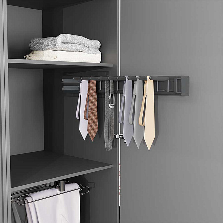 Duslar Duslar Выдвижной держатель KEVIN для галстуков и ремней, правый, антрацит