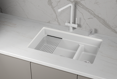 Granula GRANULA KS-7304iU, АРКТИК (БЕЛЫЙ), кухонная мойка, кварц