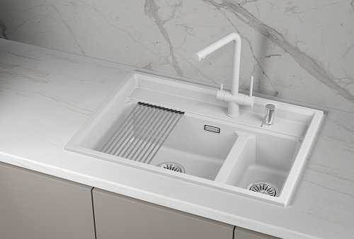 Granula GRANULA KS-7302i, АРКТИК (БЕЛЫЙ), кухонная мойка, кварц