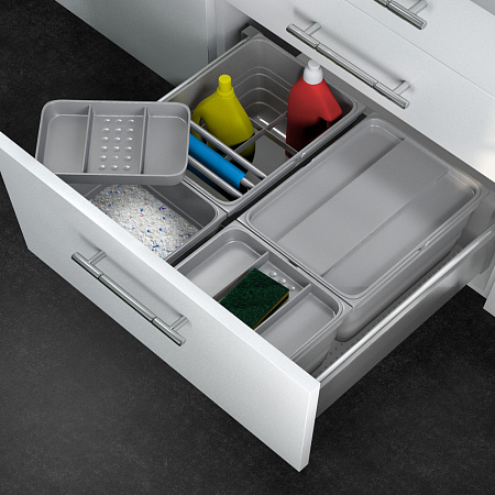 NinkaPlast NinkaPlast Система сортировки ASSISTENT с разделителем для моющих средств 35 л, фасад 600 мм, серый