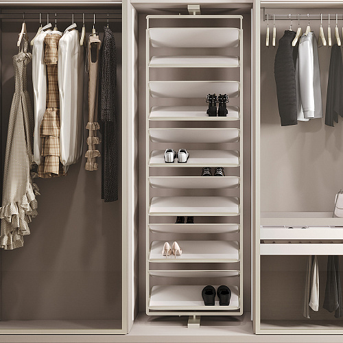 Duslar Duslar Поворотная обувница ELITIUM с 8-ю полками, ширина 700 мм, высота 1320-1470 мм, шампань/бежевый