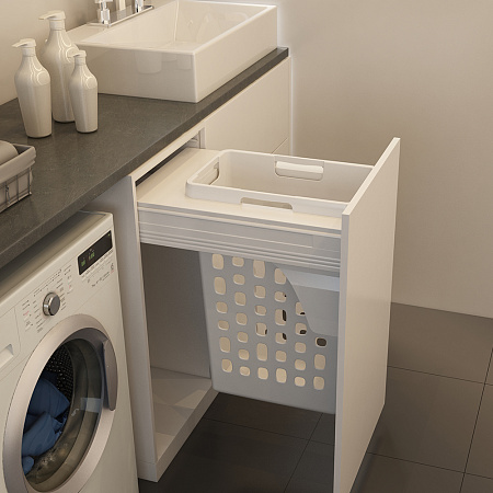 Duslar Duslar Корзина LEILA для хранения белья 35 л, выдвижной фасад 400 мм, белый