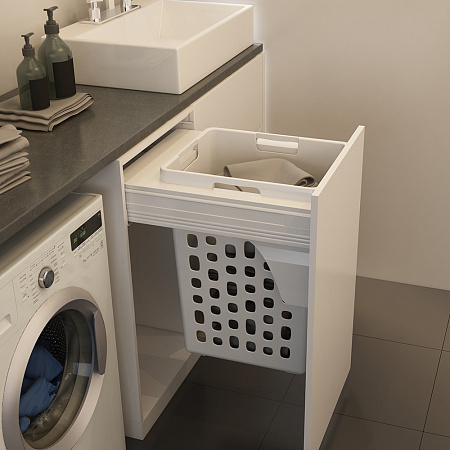 Duslar Duslar Корзина LEILA для хранения белья 48 л, выдвижной фасад 450 мм, белый