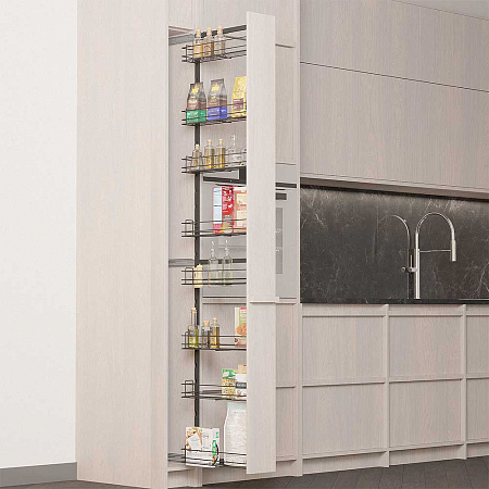 Duslar Duslar Система TALL WALL с 8 корзинами 87 мм, высота 1850 мм, выдвижной фасад от 150 мм, антрацит