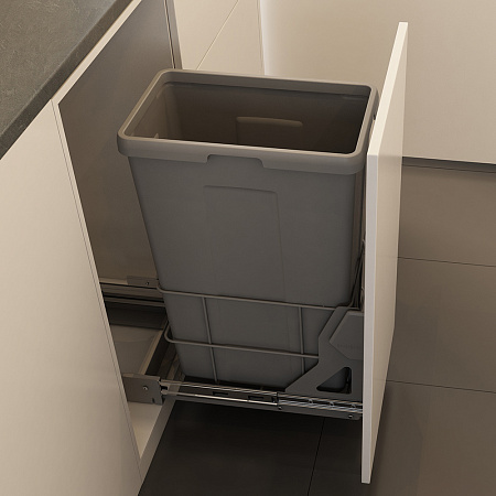 Duslar Duslar Мусорное ведро SCOTT 35 л, выдвижной фасад 300 мм, серый