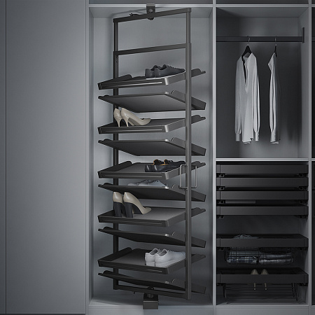 Duslar Duslar Поворотная обувница LARGE ULTRA с 10-ю полками, ширина 710 мм, высота 1630-1830 мм, антрацит