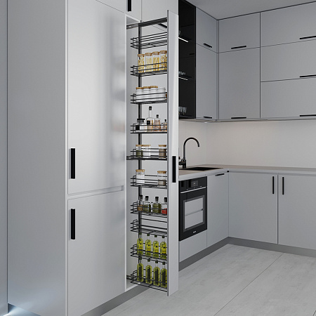 Duslar Duslar Система TALL WALL с 8 корзинами 129 мм, высота 1850 мм, выдвижной фасад от 200 мм, антрацит