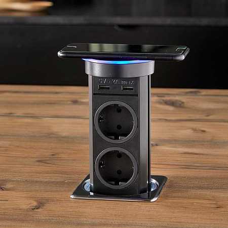 SFL SFL Розетка AUTOMATICK QI, врезная, черный