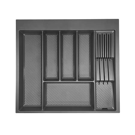 Duslar Duslar Лоток MATT для столовых приборов с держателем для ножей, фасад 600 мм, 505х462х55 мм, антрацит