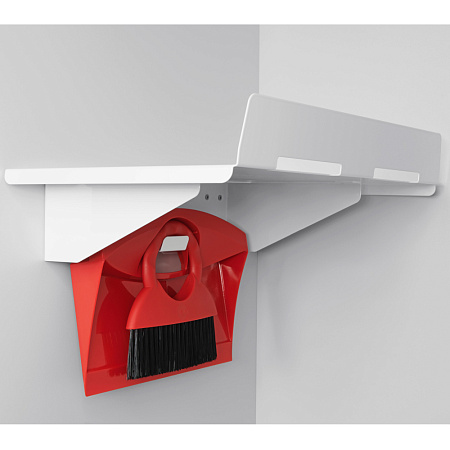 Hailo Hailo Универсальная полка HAILO с комплектом для уборки (щетка и совок), белый/красный