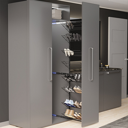 Duslar Duslar Выдвижная обувница TALL HUGO с 8-ю полками, выдвижной фасад, ширина 227 мм, высота 1850 мм, антрацит