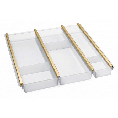 NinkaPlast NinkaPlast Лоток CUISIO PRO для столовых приборов, ширина фасада 500 мм, 410-435х473х55 мм, белый/золото