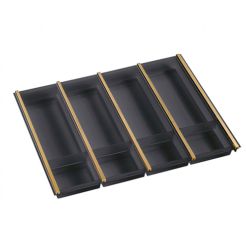 NinkaPlast NinkaPlast Лоток CUISIO PRO для столовых приборов, ширина фасада 700 мм, 610-635х473х55 мм, черный/золото