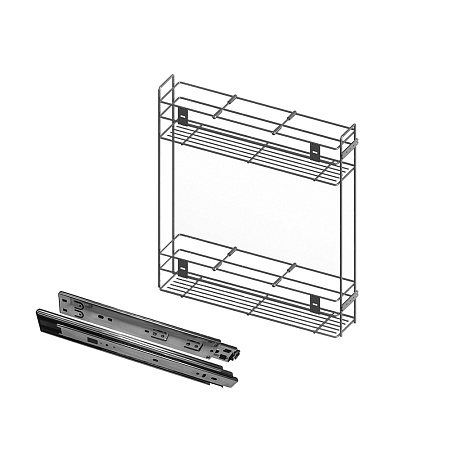 Duslar Duslar Бутылочница EKO 150 с двумя полками, хром, комплект шариковых направляющих с доводчиком