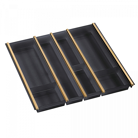 NinkaPlast NinkaPlast Лоток CUISIO PRO для столовых приборов, ширина фасада 600 мм, 495-520х473х55 мм, черный/золото