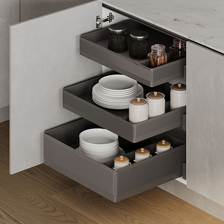 Duslar Duslar Комплект из 3-х корзин TITAN, высотой 90.5 (2шт.) и 154.5 мм, распашной фасад 600 мм, антрацит