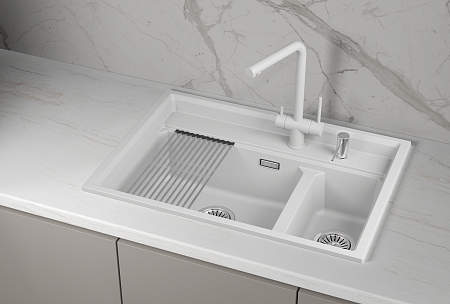 Granula GRANULA KS-7302i, АРКТИК (БЕЛЫЙ), кухонная мойка, кварц
