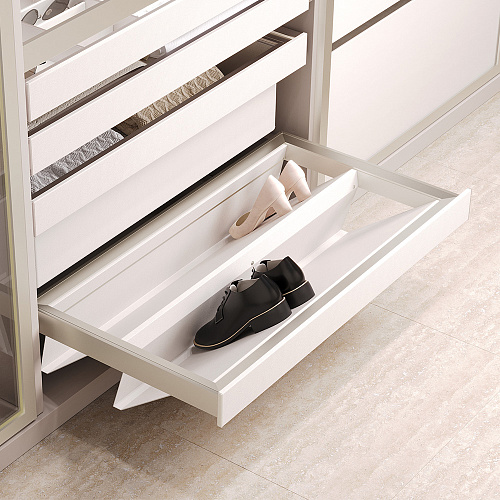 Duslar Duslar Выдвижная обувница ELITIUM c кожаными полками, ширина 564 мм, шампань/бежевый