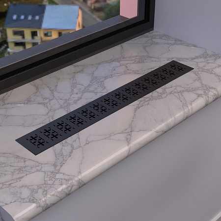 Duslar Duslar Решетка вентиляционная с орнаментом 450х60 мм, черный