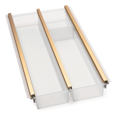 NinkaPlast NinkaPlast Лоток CUISIO PRO для столовых приборов, ширина фасада 300 мм, 195-220х473х55 мм, белый/золото