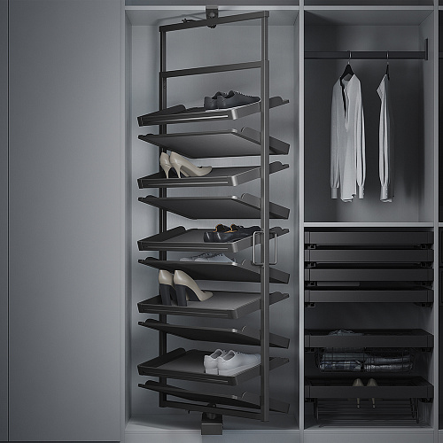 Duslar Duslar Поворотная обувница LARGE ULTRA с 10-ю полками, ширина 710 мм, высота 1630-1830 мм, антрацит