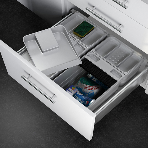 NinkaPlast NinkaPlast Система сортировки ASSISTENT с щеткой и совком 35 л, фасад 600 мм, серый