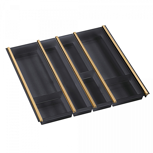 NinkaPlast NinkaPlast Лоток CUISIO PRO для столовых приборов, ширина фасада 600 мм, 495-520х473х55 мм, черный/золото