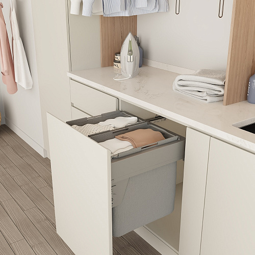 MENAGE CONFORT MENAGE CONFORT Корзина CRISTAL для хранения белья 55 л, выдвижной фасад 450 мм, глубина 492 мм, серый