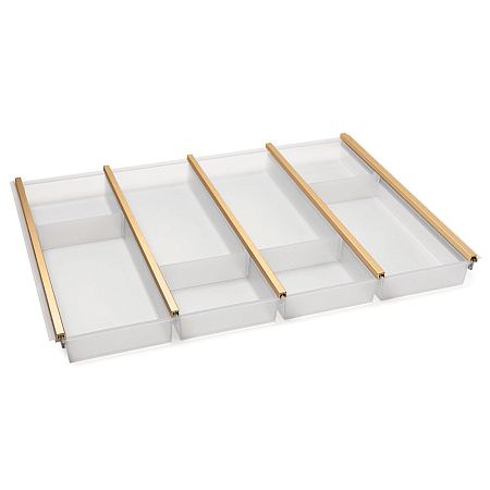 NinkaPlast NinkaPlast Лоток CUISIO PRO для столовых приборов, ширина фасада 700 мм, 610-635х473х55 мм, белый/золото