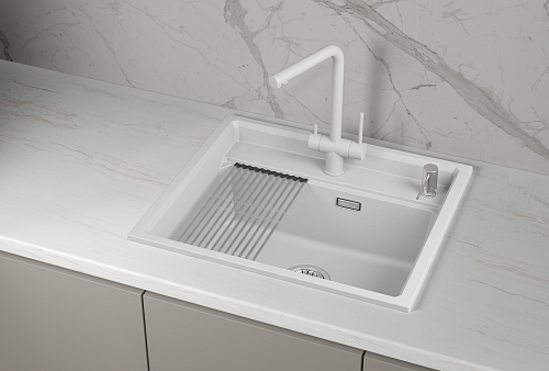 Granula GRANULA KS-6003i, АРКТИК (БЕЛЫЙ), кухонная мойка, кварц