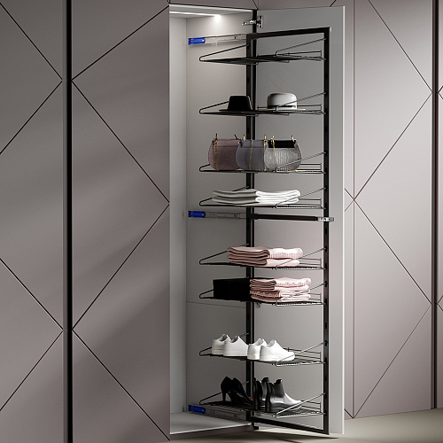 Duslar Duslar Система TALL STIVA с 8-ю полками, распашной фасад, ширина 355 мм, высота 1870 мм, антрацит