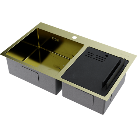 Omoikiri Omoikiri Akisame 86-2 Side-LG нерж. сталь/светлое золото