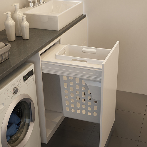 Duslar Duslar Корзина LEILA для хранения белья 35 л, выдвижной фасад 400 мм, белый