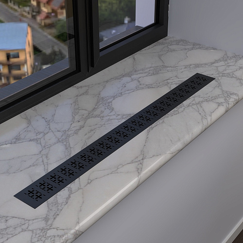 Duslar Duslar Решетка вентиляционная с орнаментом 800х60 мм, черный