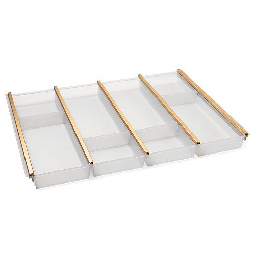 NinkaPlast NinkaPlast Лоток CUISIO PRO для столовых приборов, ширина фасада 700 мм, 610-635х473х55 мм, белый/золото