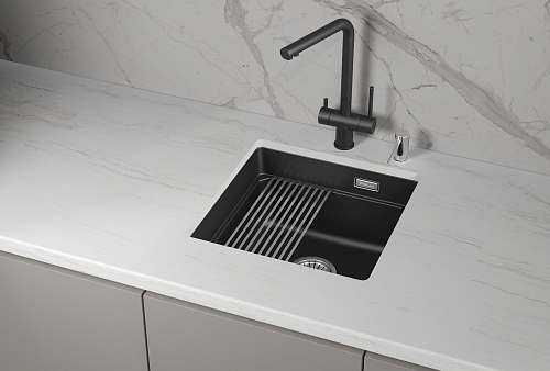 Granula GRANULA KS-4501iU, ШВАРЦ (чёрный металлик), кухонная мойка, кварц