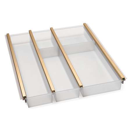 NinkaPlast NinkaPlast Лоток CUISIO PRO для столовых приборов, ширина фасада 450 мм, 345-370х473х55 мм, белый/золото