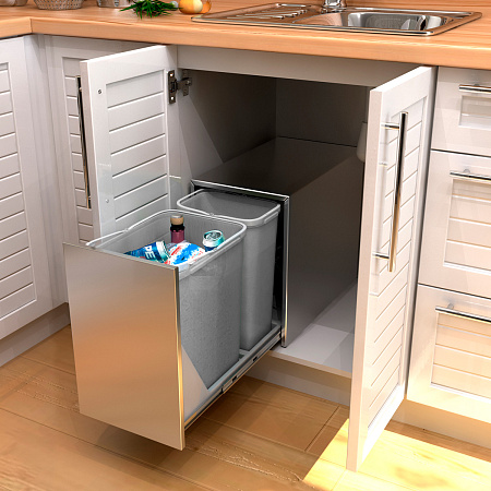 Ekotech Система сортировки ECOBOX INOX 24 л, распашной фасад 350 мм, нержавеющая сталь